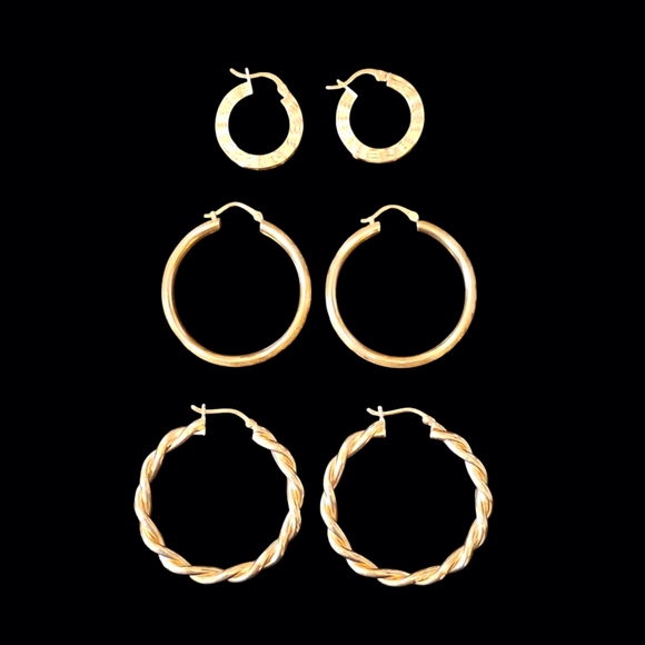 Vintage 14k gold 21mm Hoop Earrings - Picture 8 of 16